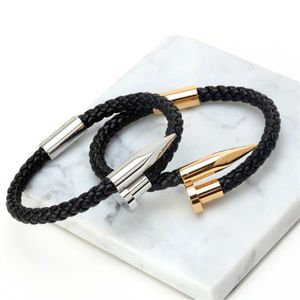 McLlroy Bilezikler Erkekler Bractelts Bangles Pulseiras 6mm Dokuma Orijinal Deri Tırnak Bileklik Cazibesi Aşk Kuff Bilezik Maskulina270b