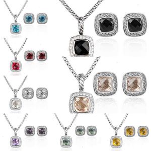 Collana da donna con granato placcato oro 18 carati Set di gioielli con diamanti di lusso e firmati Orecchini a bottone per festa di nozze Fashion208L