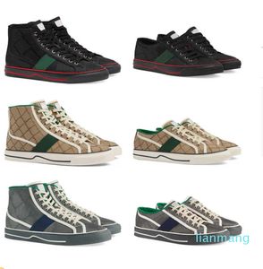 Tennis Canvas Casual Shoes Luxurys Designers Womens Shoe Italy Green And Red Web Stripe Rubber Sole Stretch Cotton Low Top Mens Sneakers With Box