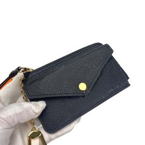 Women Zipper Wallets حامل بطاقة الائتمان الأسود Leature Leather Leather Empreint شعارات محفظة عملة معدنية Portefeuille Top 10A Mirror2800