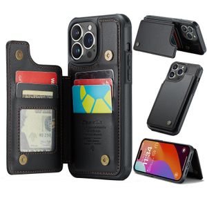 Caseme Premium Leather Flip 4 -kort Holder Wallet Case för iPhone 15 Pro Max 14 13 12 11 XR XS X 8 7 Plus Kickstand Phone Cover Conque