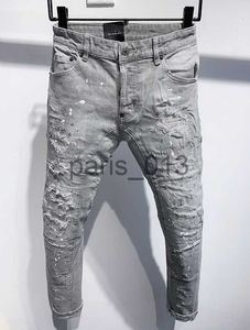 Męskie dżinsy 2023 NOWOŚĆ MĘŻCZYZN Dżinsy Hole jasnoniebieskie ciemnoszare Włoch Man Brand Man Długie Spodnie Spodnie Streetwear Dżins Chude Slim Rower Jean for Women D2 Najwyższa jakość 284