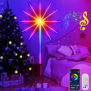 Intelligente LED-Lichtleiste DIY Feuerwerk Fernbedienung Bluetooth Girlandenlampe Zuhause Innen Schlafzimmer Party Bar Dekor Fee 2023 Weihnachtsbeleuchtung