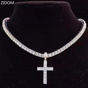 Tasarımcılar Kolyeler Küba Bağlantı Altın Zincir Zincirleri 4mm Zirkon Tenis Zinciri Buzlu Bling354n ile Çapraz Kolye