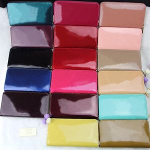 Whole Patent leather shinny long wallet lady multicolor wallets Fashion top quality wallet women coin purse women classic zipp248k