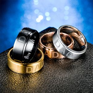 Update Stainless Steel Love You Dad Ring Black Gold Band Rings Mens Fashion Jewelry Father's Day Gift