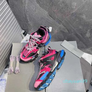 2023Luxury Designer Track Glow Dress Shoes Tess.s.Gomma Pink Blue Lace Up Trainer Shoes Sneakers With Box