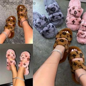 Slippers 2022 Winter Indoor Fur Slippers House Full Furry Soft Fluffy Plush Platform Flats Heel Non Slip Luxury Designer Shoes Casual Ladies Y1120 Q230909