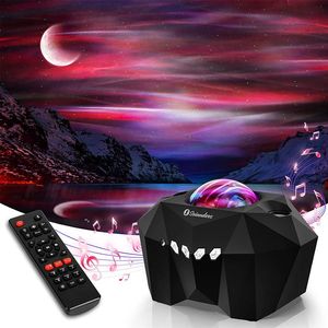 Star Light Projector Aurora with Moon LED Laser Starry Projection Built-in Bluetooth Speaker and Remote Multi-Color Night Lamp for282U