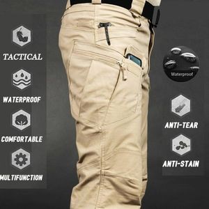 Mens Waterproof Cargo Pants Elastic Multiple Pocket Male Trousers Outdoor Joggers Pant Plus Size Tactical Pants Men164w