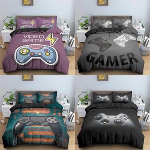 Teens Video Games Comforter Duvet Cover Set King Size Gamepad Controller Bedding for Kids Boys Girls Youth Game 210615242y