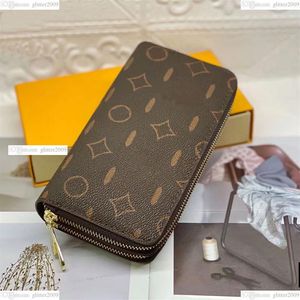 Top Qualität Doppel-reißverschluss Geldbörsen Herren Leder Brieftasche Halter Für Braune blume frauen Geldbörse Monogramme Luxus Geldbörsen Cross Body Wall295E