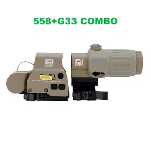 Taktik 558 G33 Combo 558 Holografik Kırmızı Yeşil Dot Kapsamı ve G33 3x Büyüteç Optikleri Yan STS Hızlı Çıkarılabilir QD Montaj Tüfek Tüfek T-Dot Görme