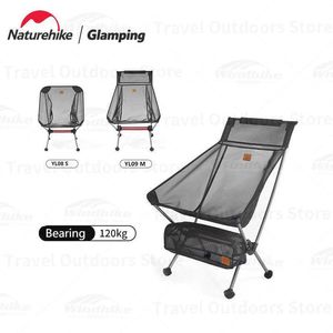 Lägermöbler naturhike yl0809 camping mylon mesh månstol ultralight utomhus bärbar fiskestol aluminium legering strandstol hkd230909