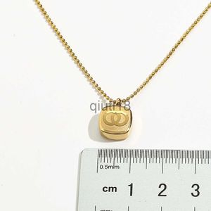 Collane con ciondolo che non sbiadiscono, collana a catena con ciondolo placcato oro 18 carati, per donna, uomo, acciaio inossidabile, doppio girocollo, collana con ciondolo, perline, accesso ai gioielli