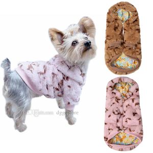 Mjuka varma husdjurjackor Designers Dog Clothes Winter Dog Apparel Luxurys sublimering Tryck Pets Hoodie för små hundar Yorkshire P2682