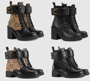 Ankle Boots Women Boot Designer Shoes Fashion Double Luxury Retro Shoes Leather Chunky Heel Ankle Belt Boots Outfit Jack Locomotive Boots Size 35-42