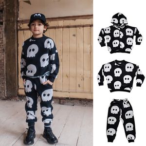 Felpe con cappuccio Felpe 23 Autunno Inverno Abbigliamento per bambini Serie LMH Fantasma Scheletro Personalità Set Girocollo Maglione Pantaloni Camicia con cerniera 230909