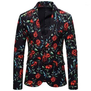 Blazer Masculino 2020 Spring New Men Fashion Rose Print Style Clothing Suma Casual Flowers Man Blazer Jacket Coat HOMBRE1251H