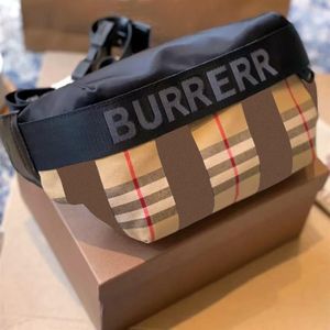 Luxurys Designers Sacos Vintage Verifique Nylon Peito Belt Bum Bag Fanny Pack Sonny Vintage Bumbag Tote Carteira Cintura Classic Stripe Men299A