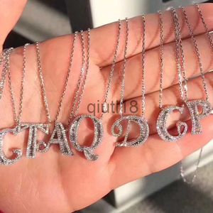 Pendant Necklaces Choucong 26 English Letters Pendant Luxury Jewelry 925 Sterling Silver Pave White Topaz CZ Diamond Infinite gem Wedding Necklace With Chain x0909