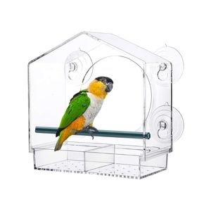 Decorazioni da giardino Mangiatoia per uccelli in acrilico trasparente Supporto per finestra con forte vassoio per semi a ventosa Esterno per Finch Cardinal Bluebird 230909