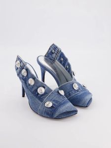 Neue Tasche Design Mode Denim High Heel Sandalen Beliebte Charmante Frau Schuhe Komfort Hausschuhe Große Größe Für mädchen Party Schuhe