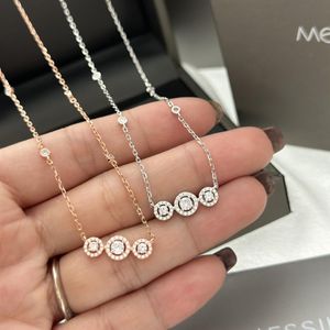 Luxury Designer Pendant Necklace Sterling Silver Three Round Zircon Charm Short Chain Choker Collar For Women Jewelry Party Gift V322v