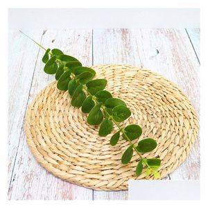 Decorative Flowers Wreaths 20 Pcs/Lot Plastic 3D Printing Eucalyptus Leaf Branch Small Money Fake Plants Wedding Flower Arrangemen Otd5Q