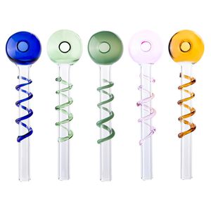 Chinafairprice Y024 Smoking Pipes About 14cm Length OD 30mm Bowl Colorful Twisted Style Oil Rig Glass Pipe Smooth Airflow
