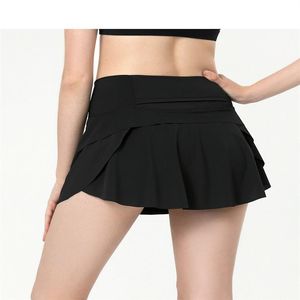 Saia feminina de cintura alta, secagem rápida, plissada, treino atlético, corrida, esportes, golfe, skorts com bolsos176Y