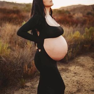 Vestidos de maternidade para sessão de fotos sexy cortada na frente aberta sem costas maxi vestido de casamento fotografia