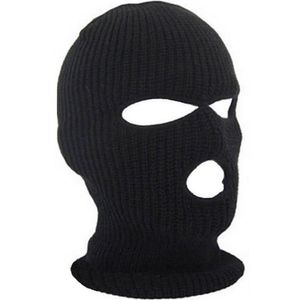 Maschera di copertura integrale Tre Passamontagna a 3 fori Cappello lavorato a maglia Inverno Stretch Maschera da neve Cappello a cuffia Nuovo Maschere per il viso calde nere271I