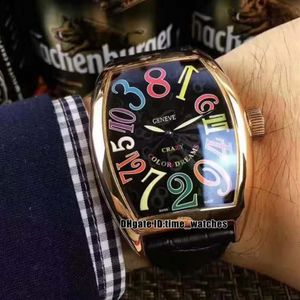 Orologio da uomo automatico Crazy Hours di alta qualità Cassa in oro rosa Quadrante nero 8880 CH Numero di colore Orologi sportivi da uomo Orologi in pelle S265M