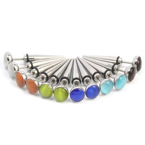 Güncelleme delinmiş punk paslanmaz çelik saplama küpeler opal mermi çivileri kulak halkaları kadınlar erkek moda mücevher hediyesi