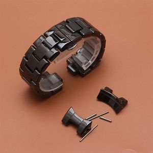 Ersätt en ny Watchband Ceramic Watches -tillbehör för AR 1400 1410 Black Mens armbandsurarmband Rempromotion Curved End253H