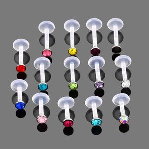 Dungle Chandelier 14pcs Lot Bioplast Tragus Piercing Dudak Piercing Labret Halka Kıkırdak Kulak Saplamalar Halkalar Vücut Takı211n