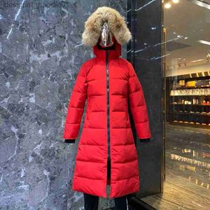 Women's Down Parkas Womens Dow Doudoune Jacket Women Winter Parkas Coats Wolf Fur Parka Ladies Hoody Gode Padded Cot Chateau Long Black Red L230909