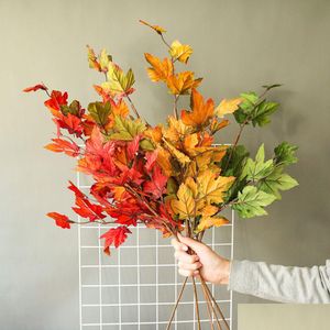 Decorative Flowers Wreaths 5 Pcs Fake Maple Leaf Artificial Plant Branch For Flower Wall Wedding Background Decoration Home Garden Otgpp