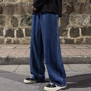 Herr jeans män bred ben last byxor streetwear baggy koreanska mode lösa raka manliga kläder y2k hiphop stil byxor 230909