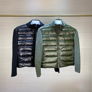 D Pocket Design Mens Down Jacket Coloré Placket Double Zipper hommes vestes tricotées col montant veste en tricot hiver hommes manteau taille 265r