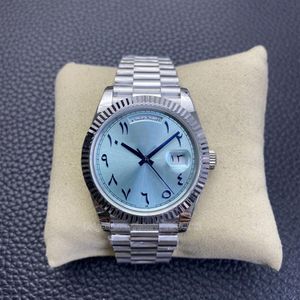 Oriente médio gelo azul dial masculino relógios de ouro rosa com diamantes número árabe relógio masculino homem de negócios relógio de pulso feminino dayd 40mm293s