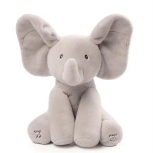 Bonecas de pelúcia escondem e procuram elefante bebê animal brinquedo de pelúcia orelhas mover música elétrica brinquedo jogar jogos falando cantando bonecas para criança 238v