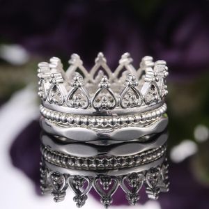 Update Silver Crown Ring 3 in1 Detachable Knuckle Rings Band Women Fashion Jewelry Gift