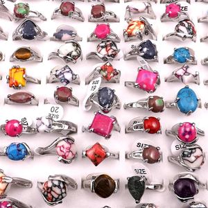 Mixed Size Fresh Colors Cracked Stone Rings For Women New Arrive 50pcs Whole 237R