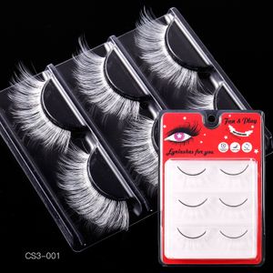 Thick Fluffy White False Eyelashes Extensions for Halloween Cosplay Party Handmade Reusable Performance Fake Lashes with White Color Strip Eyelash
