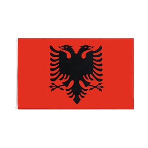 Bandiera nazionale dell'Albania Vendita al dettaglio diretta in fabbrica Intera 3x5Fts 90x150cm Banner in poliestere per uso interno ed esterno Testa in tela con metallo 239Q