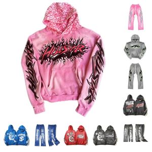 Herrtröjor tröjor hellstar mens high street fleece y2k hooded grafisk harajuku främling saker överdimensionerade förlorar varm plover l dhp9e