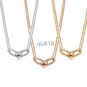 Pendant Necklaces Memnon Jewelry 925 Sterling Silver Double Link Necklaces For Women U-shaped Pendant Necklace With Rose Gold Color Wholesale x0909