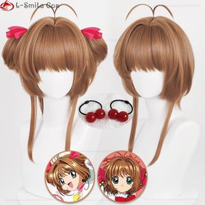 Cosplay Wigs Anime Card Capture Sakura Cosplay Costume Wigs Sakura Kinomoto Wig Heat Motent Syntetic Hair Halloween Party Wigs Wig Cap 230908